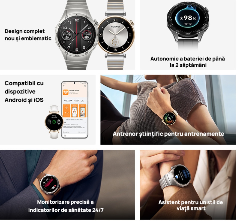 Smartwatch HUAWEI Watch GT4 46mm, GPS, Android/iOS, Green Woven Strap